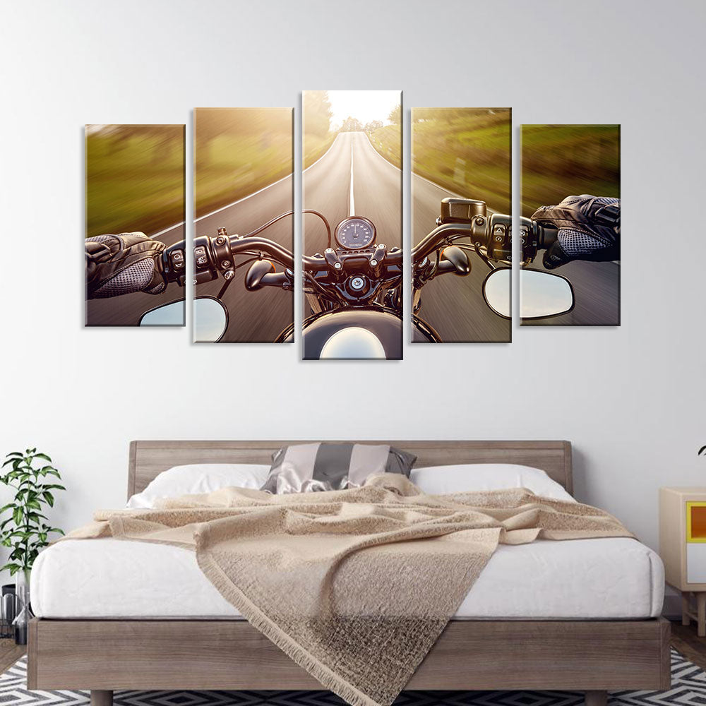 5 Piece Motorcycle Adventure Canvas Wall Art