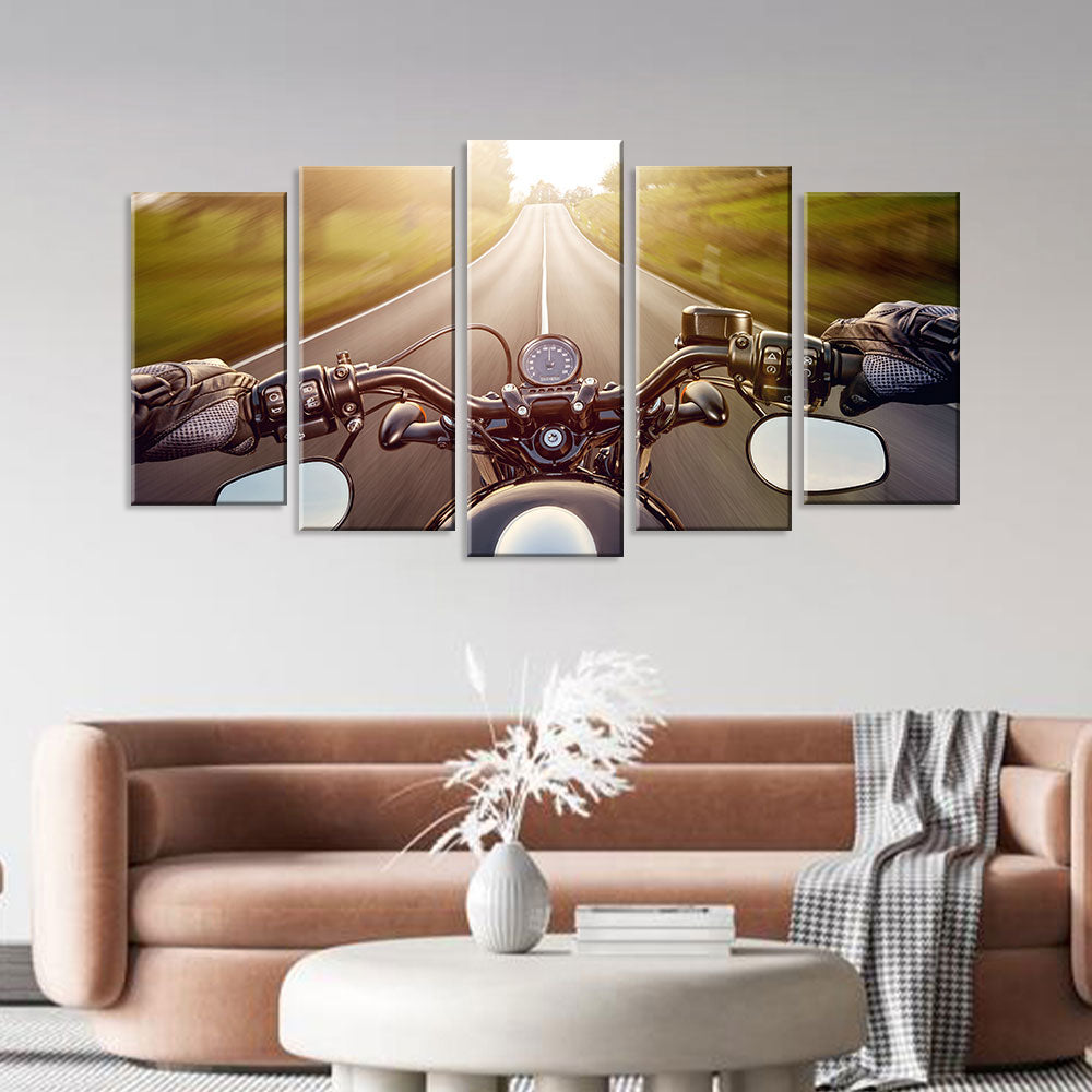 5 Piece Motorcycle Adventure Canvas Wall Art