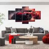 5 Piece Red Sports Car Drifting Canvas Wall Art