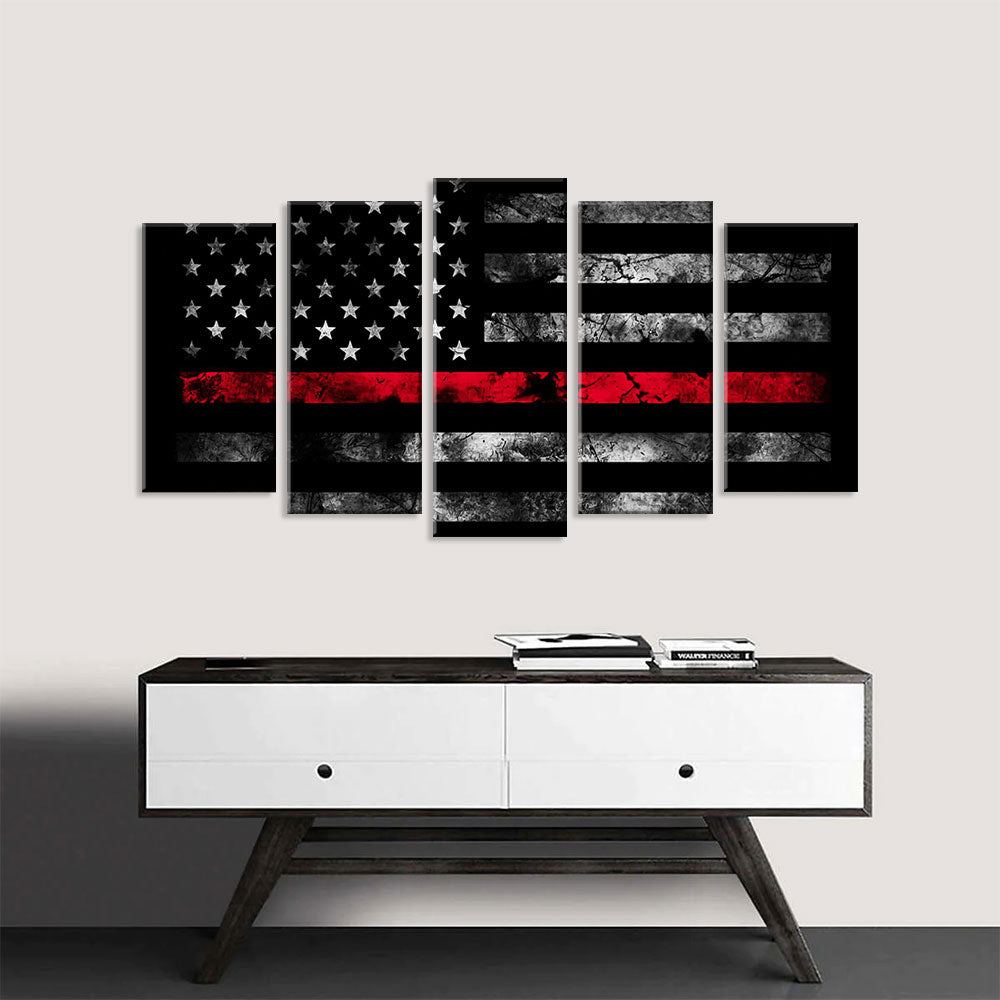 5 Piece Retro American Flag Canvas Wall Art