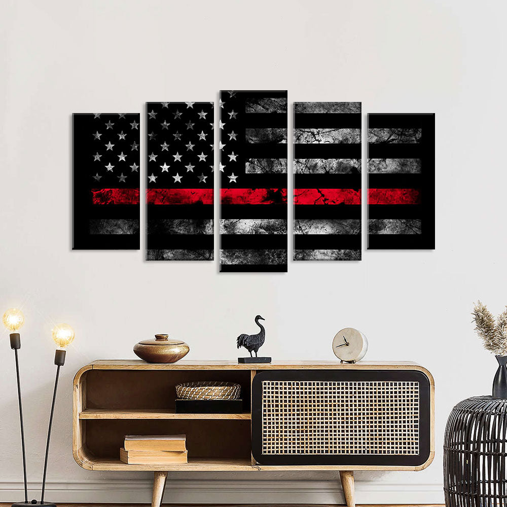 5 Piece Retro American Flag Canvas Wall Art