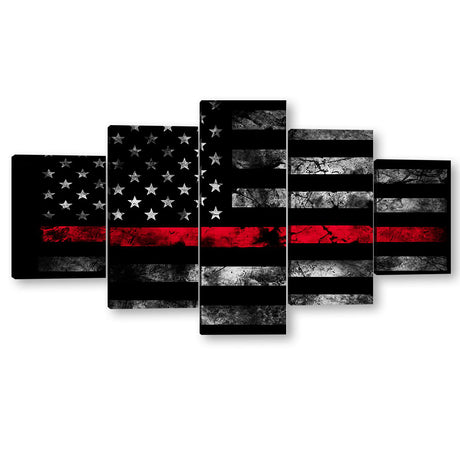 5 Piece Retro American Flag Canvas Wall Art