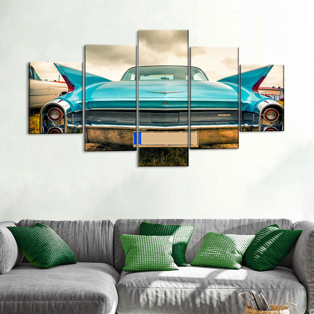 5 Piece Retro Style Classic American Car Canvas Wall Art