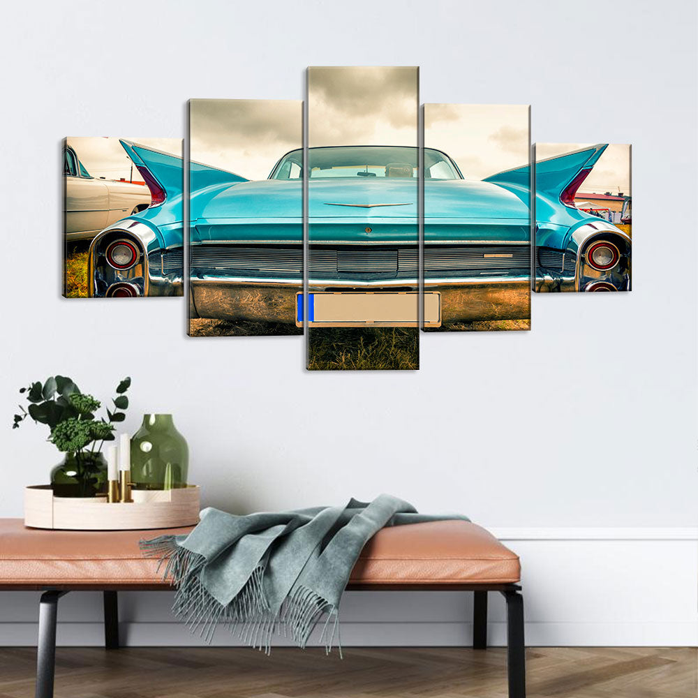 5 Piece Retro Style Classic American Car Canvas Wall Art