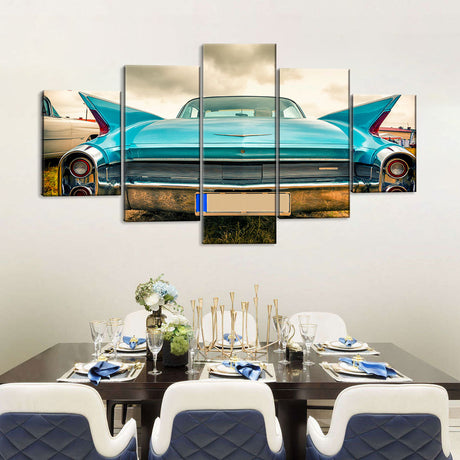 5 Piece Retro Style Classic American Car Canvas Wall Art