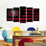 5 Piece San Francisco 49ers in American Flag Canvas Wall Art