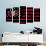 5 Piece San Francisco 49ers in American Flag Canvas Wall Art