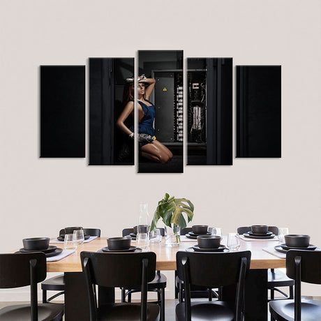 5 Piece Sensual Female Mechanic Canvas Wall Art