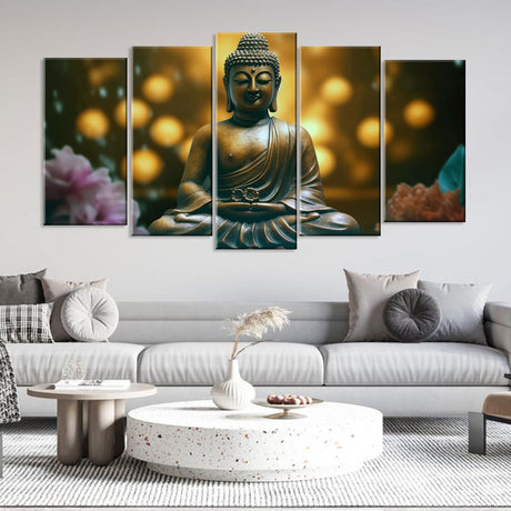 5-Piece Smiling Buddha Canvas Wall Art