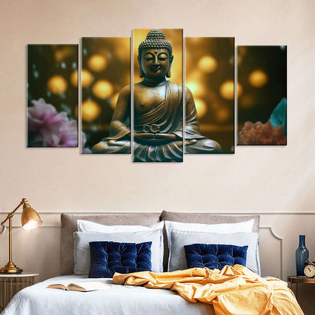 5-Piece Smiling Buddha Canvas Wall Art