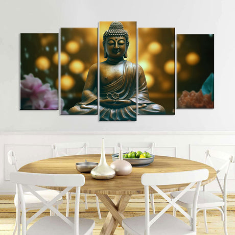 5-Piece Smiling Buddha Canvas Wall Art