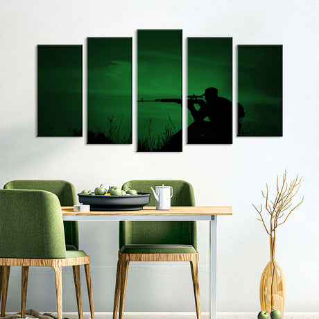 5 Piece Sniper Aiming in Dawn Canvas Wall Art