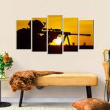 5 Piece Sniper Aiming in Sunset Canvas Wall Art