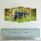 5 Piece Sniper in Ghillie Suit Canvas Wall Art