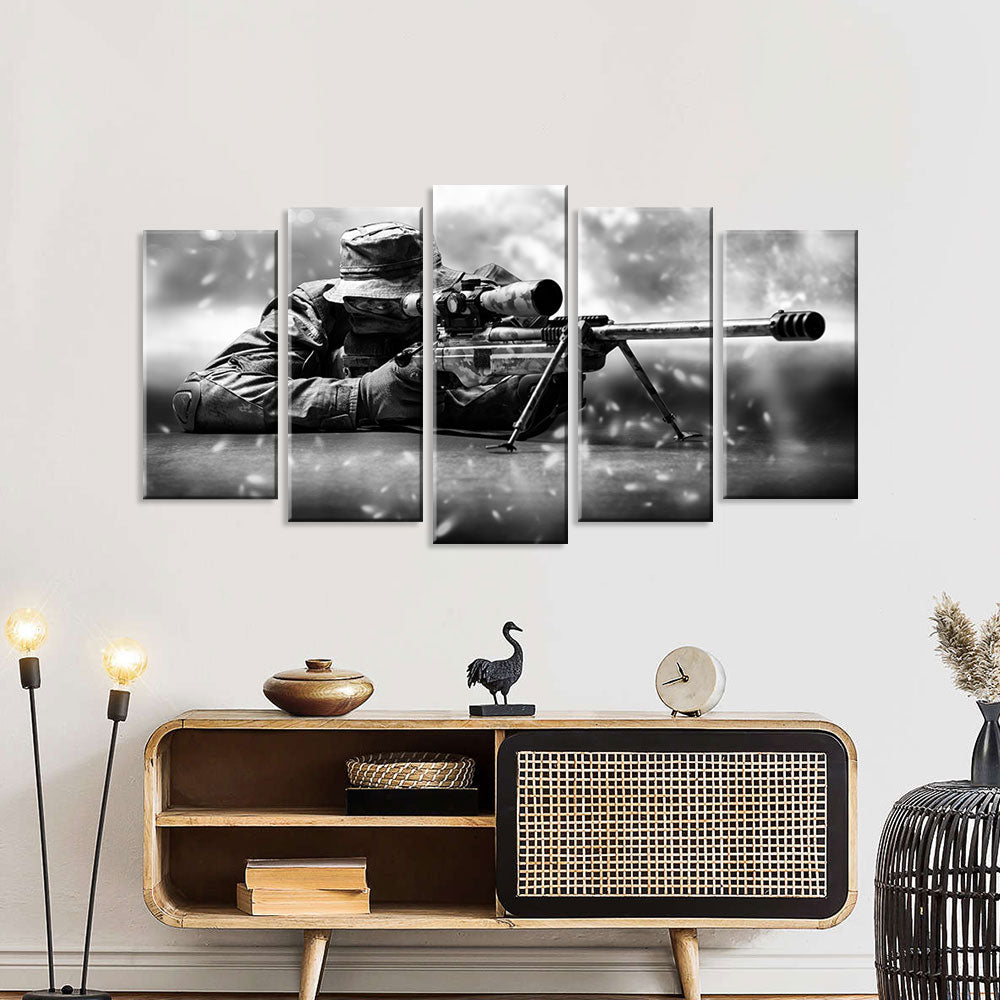 5 Piece Sniper in Position Canvas Wall Art