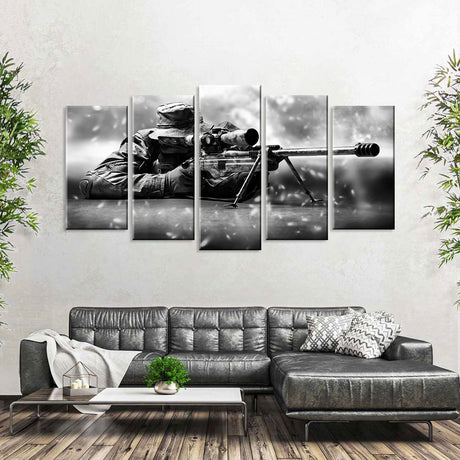 5 Piece Sniper in Position Canvas Wall Art