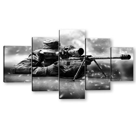 5 Piece Sniper in Position Canvas Wall Art