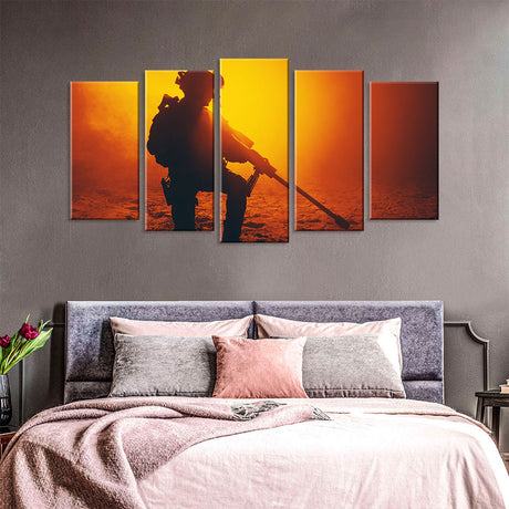 5 Piece Sniper in Sunset Canvas Wall Art