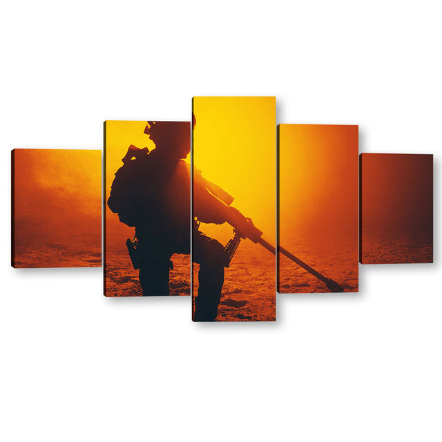 5 Piece Sniper in Sunset Canvas Wall Art