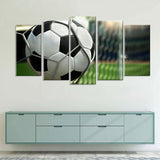 5 Piece Soccer Ball Netting Goal Canvas Wall Art