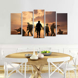 5 Piece Soldier Crew in Sunset Canvas Wall Art