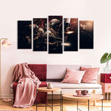 5 Piece Soldier Team in Action Canvas Wall Art