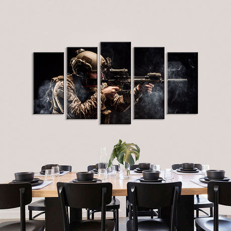 5 Piece Soldier in Action Canvas Wall Art