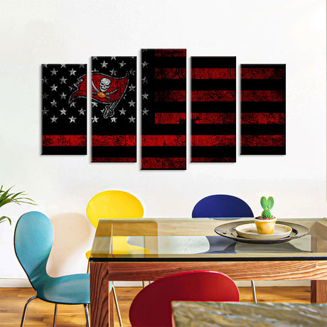 5 Piece Tampa Bay Buccaneers in American Flag Canvas Wall Art