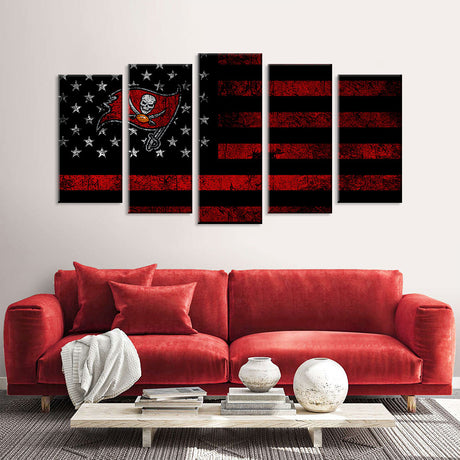 5 Piece Tampa Bay Buccaneers in American Flag Canvas Wall Art