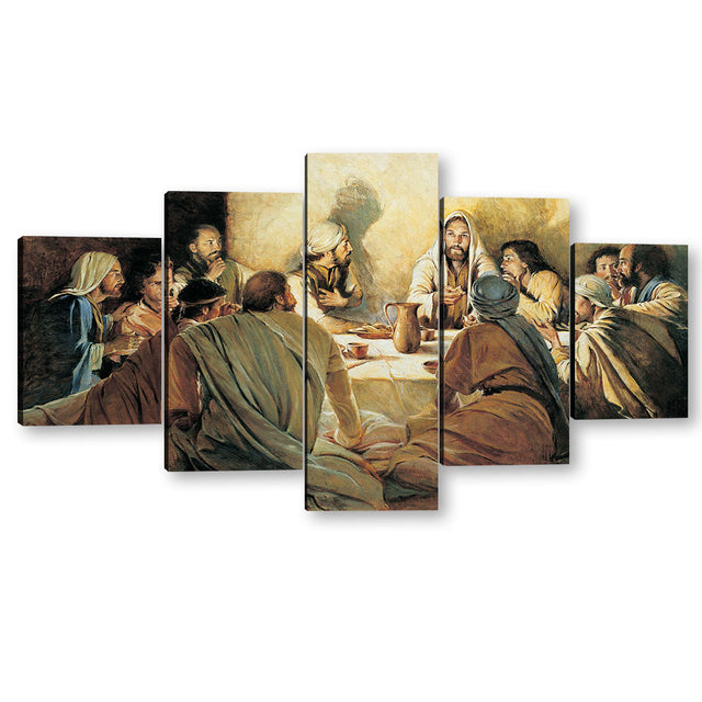 5 Piece The Last Supper With Jesus Canvas Wall Art