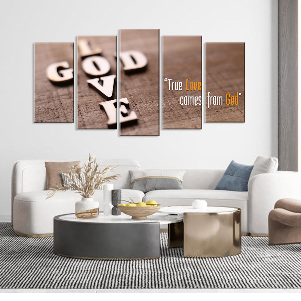 True Love Comes From God 5-Piece Canvas Wall Art