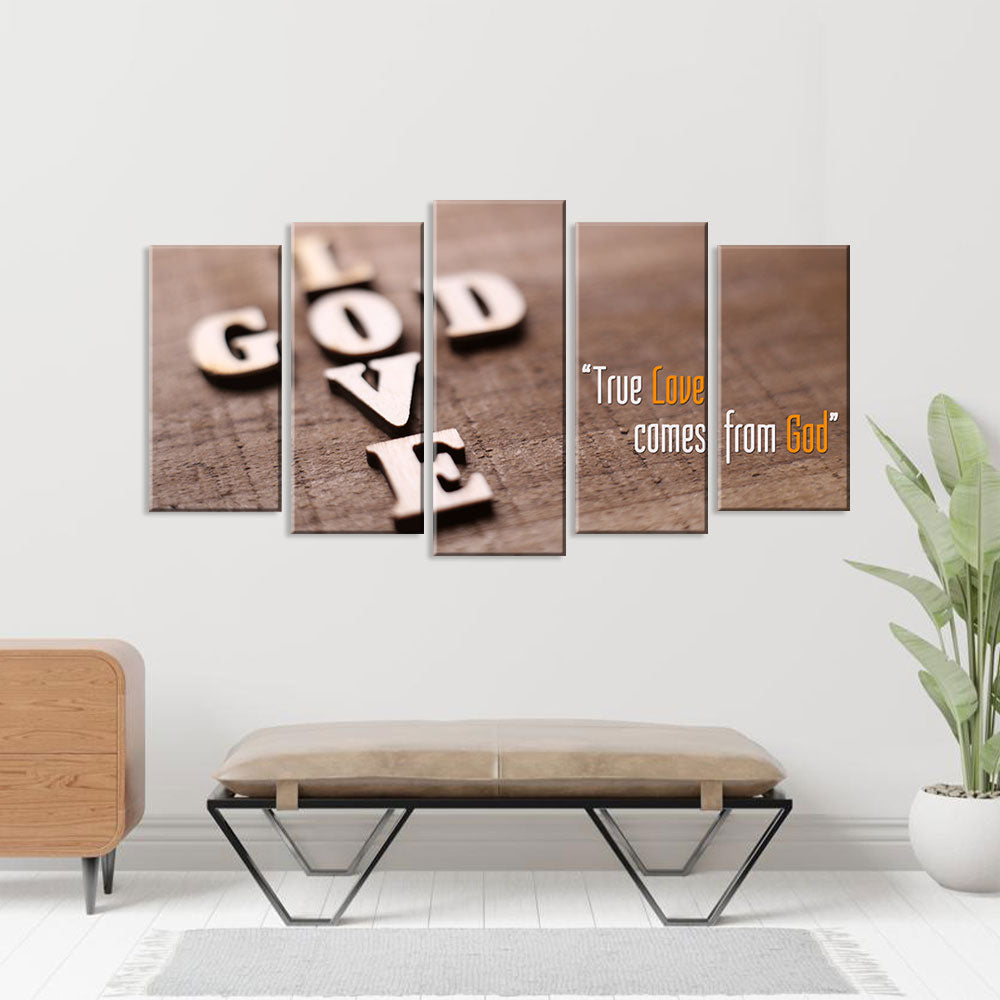 True Love Comes From God 5-Piece Canvas Wall Art