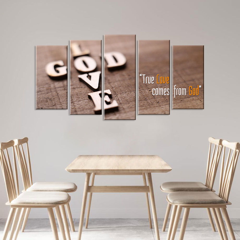 True Love Comes From God 5-Piece Canvas Wall Art