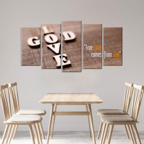 True Love Comes From God 5-Piece Canvas Wall Art