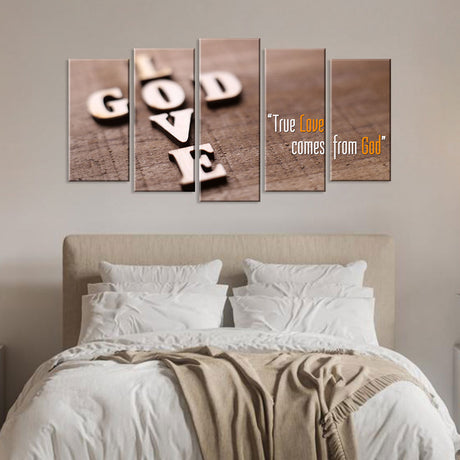 True Love Comes From God 5-Piece Canvas Wall Art