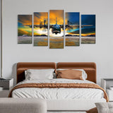 5 Piece Twin Engine Aircraft Takeoff Canvas Wall Art