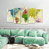 5 Piece Vibrant Abstract World Map Canvas Wall Art