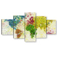 5 Piece Vibrant Abstract World Map Canvas Wall Art