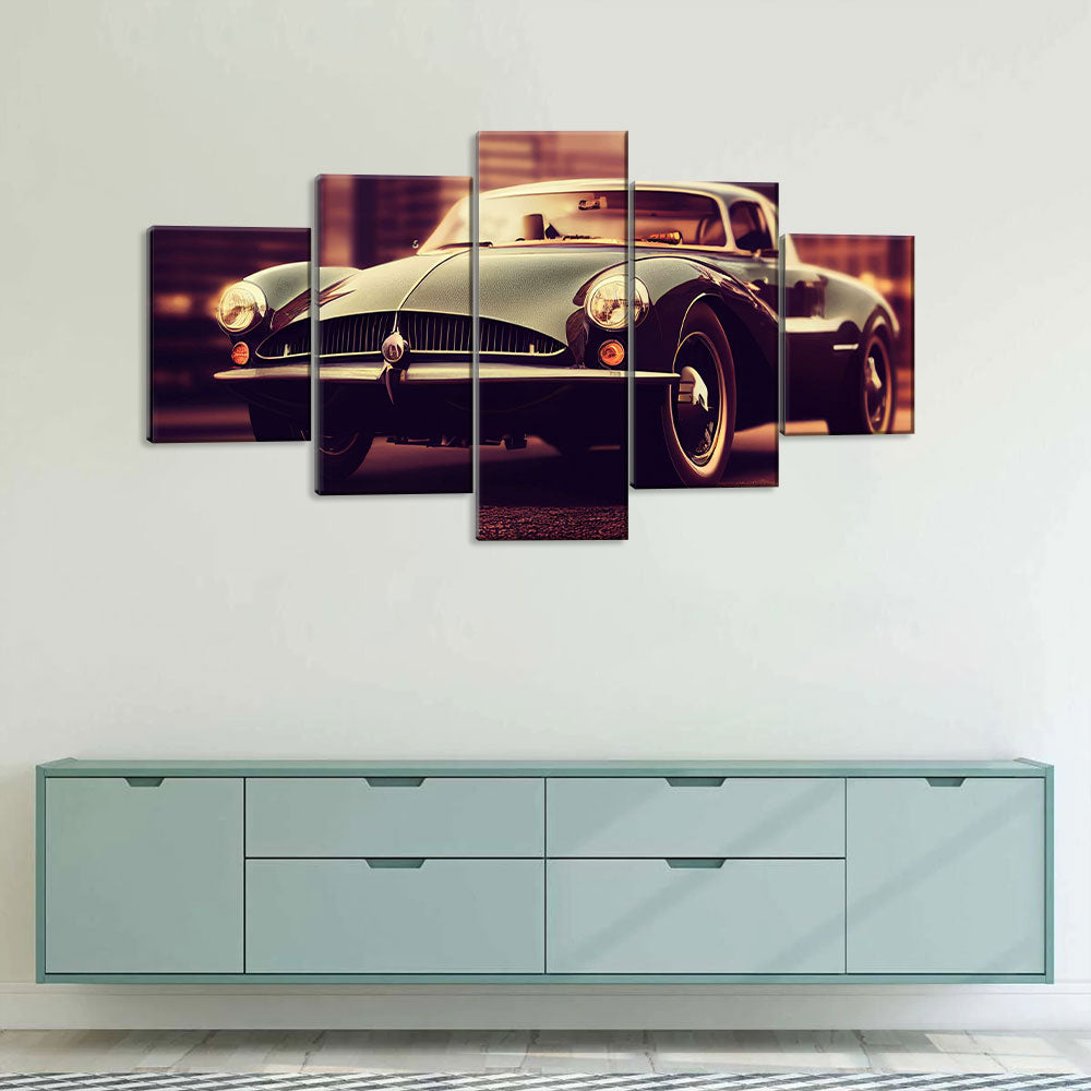 5 Piece Vintage Abarth 1500 Biposto Canvas Wall Art