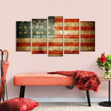 5 Piece Vintage American Flag Canvas Wall Art