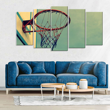 5 Piece Vintage Basketball Hoop Canvas Wall Art