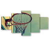 5 Piece Vintage Basketball Hoop Canvas Wall Art