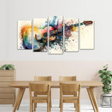 5 Piece Watercolor Acoustic Guitar Canvas Wall Art