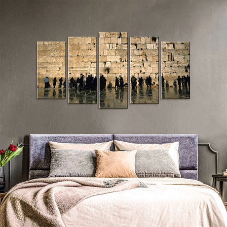 5-Piece Western Wall In Jerusalem Canvas Wall Art