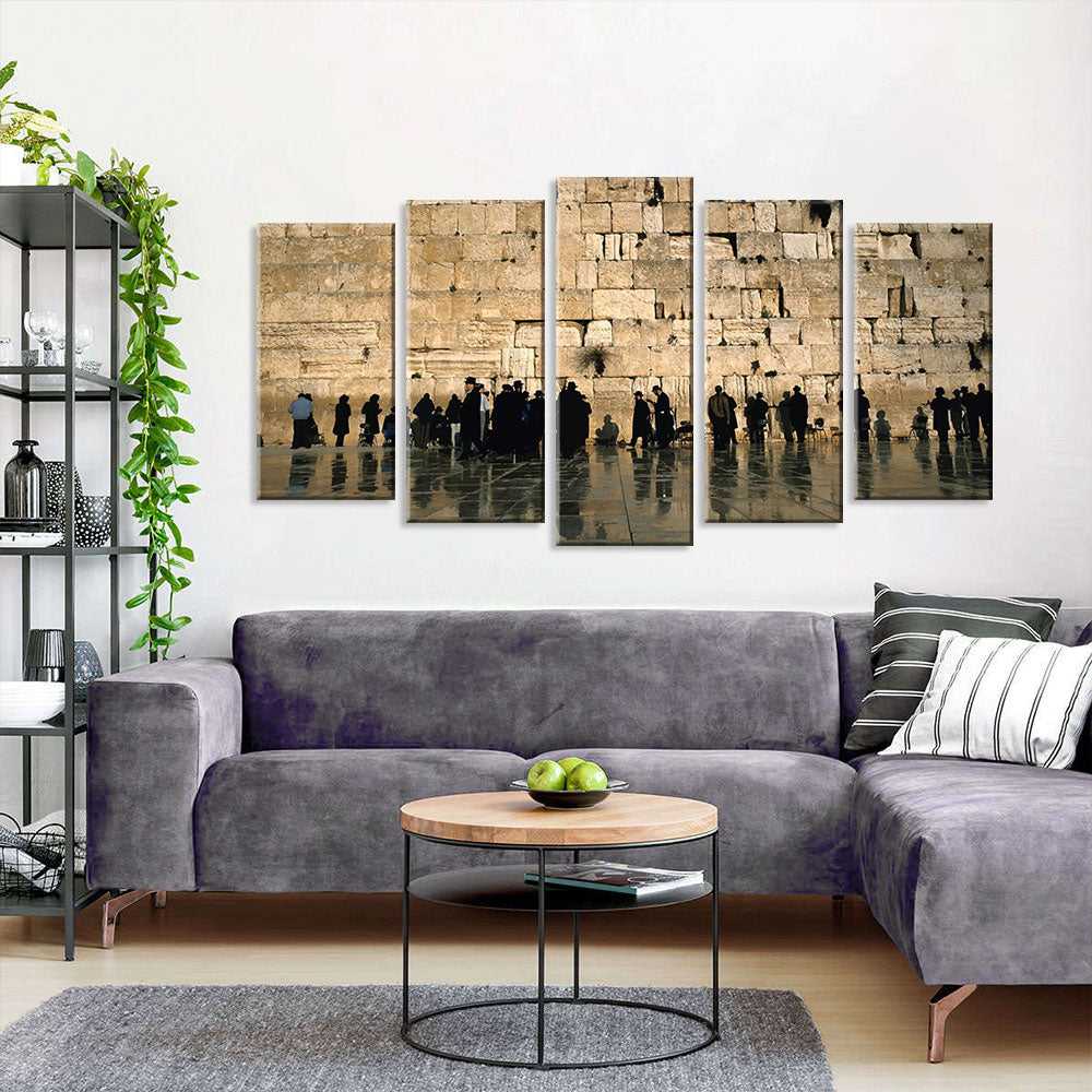 5-Piece Western Wall In Jerusalem Canvas Wall Art