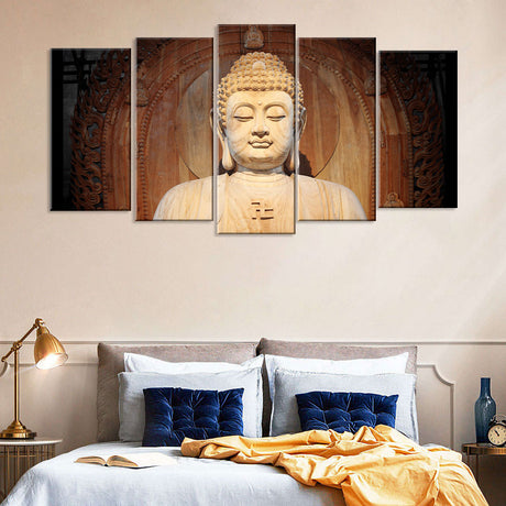 5-Piece White Buddha Statue Canvas Wall Art