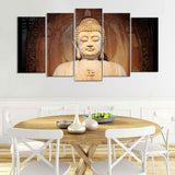 5-Piece White Buddha Statue Canvas Wall Art