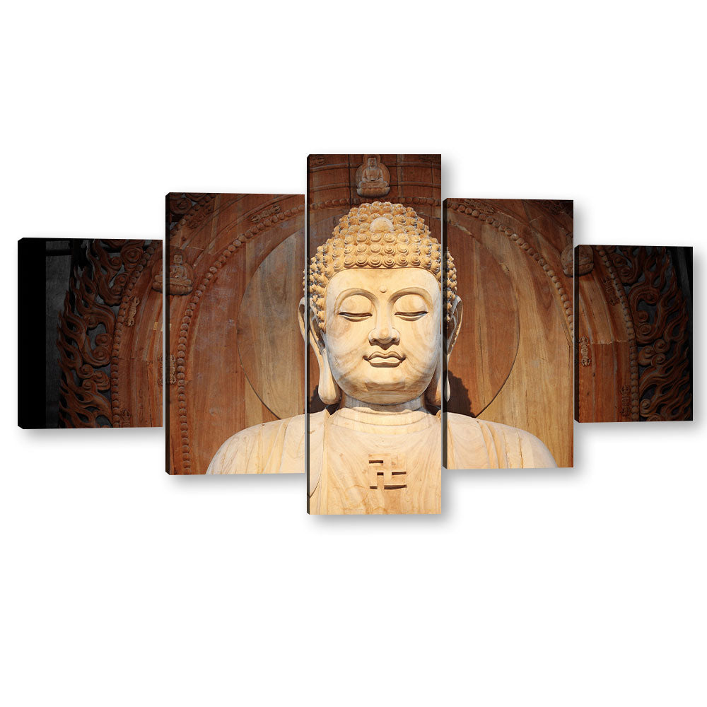 5-Piece White Buddha Statue Canvas Wall Art