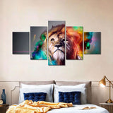 5 Piece Colorful Lion Canvas Wall Art