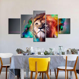 5 Piece Colorful Lion Canvas Wall Art